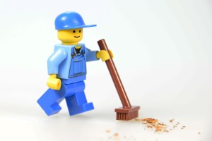 lego figure with mop