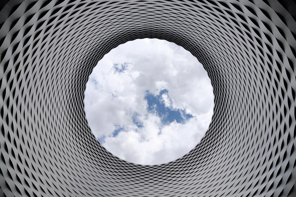 clouds in sky viewed from tube